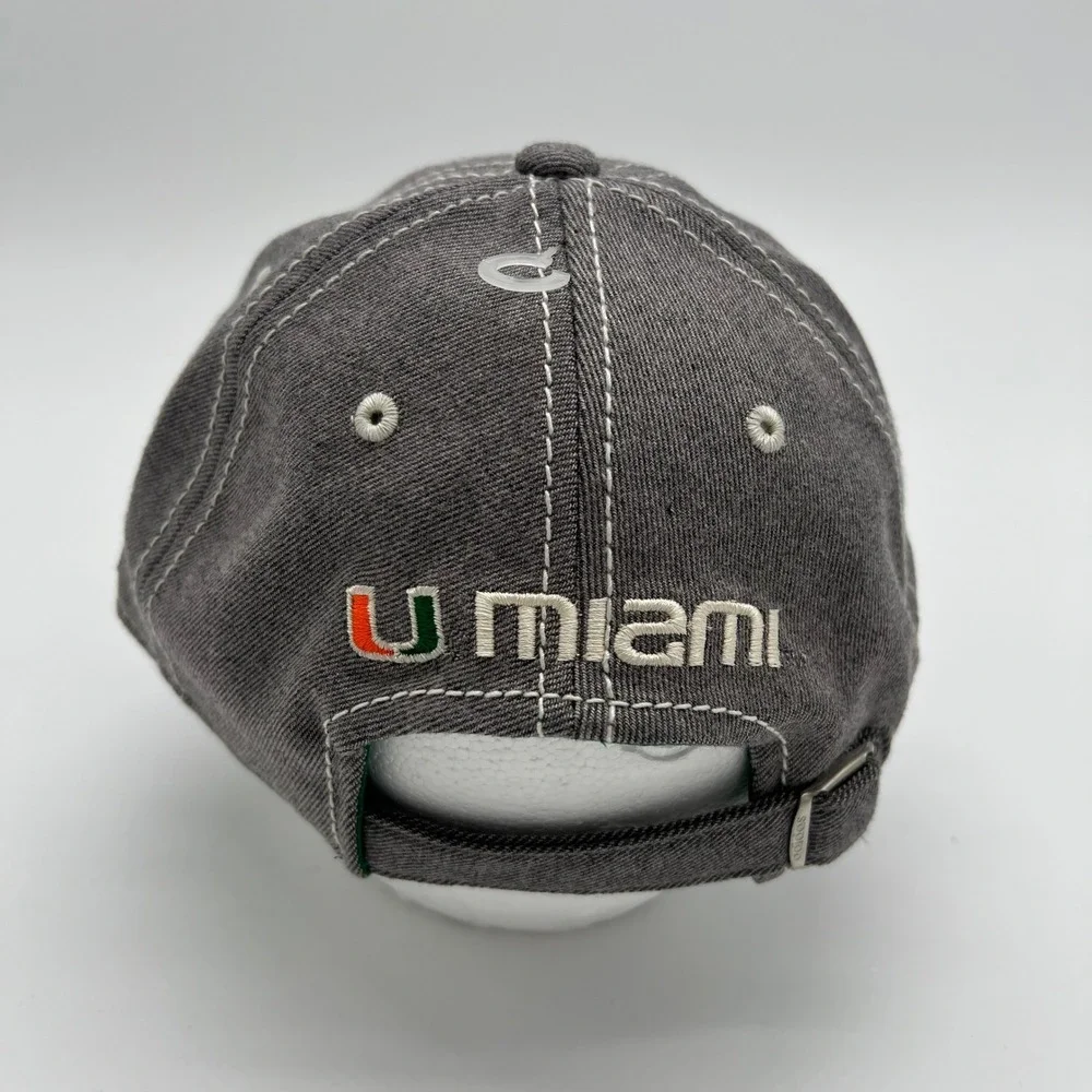 Adidas Miami Hurricanes Youth Hat Cap‎ Gray Green Orange Embroidered